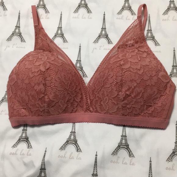 Knix Deep-V Lace Bralette Sz L in Pink Sorbet - Picture 3 of 9